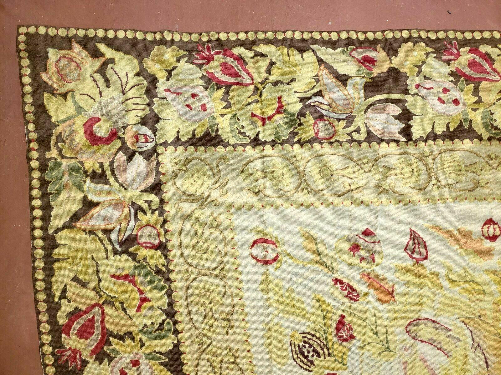 9' X 11' Handmade Chinese Needlepoint Wool Floral Rug Carpet Rose Garden Chic - Nuvé