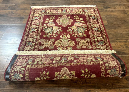 Indo Persian Kerman Rug 4x6, Burgundy, Floral - Nuvé