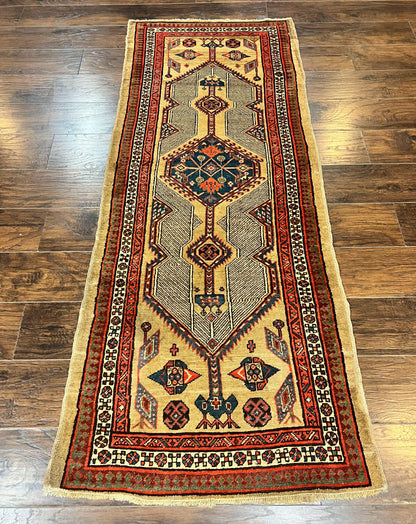 Antique Persian Runner 3 x 7, Camel Hair Runner 3x7 ft, Handmade Hallway Rug, Geometric Design, Tribal Rug, Persian Sarab Rug 3x7 - Nuvé