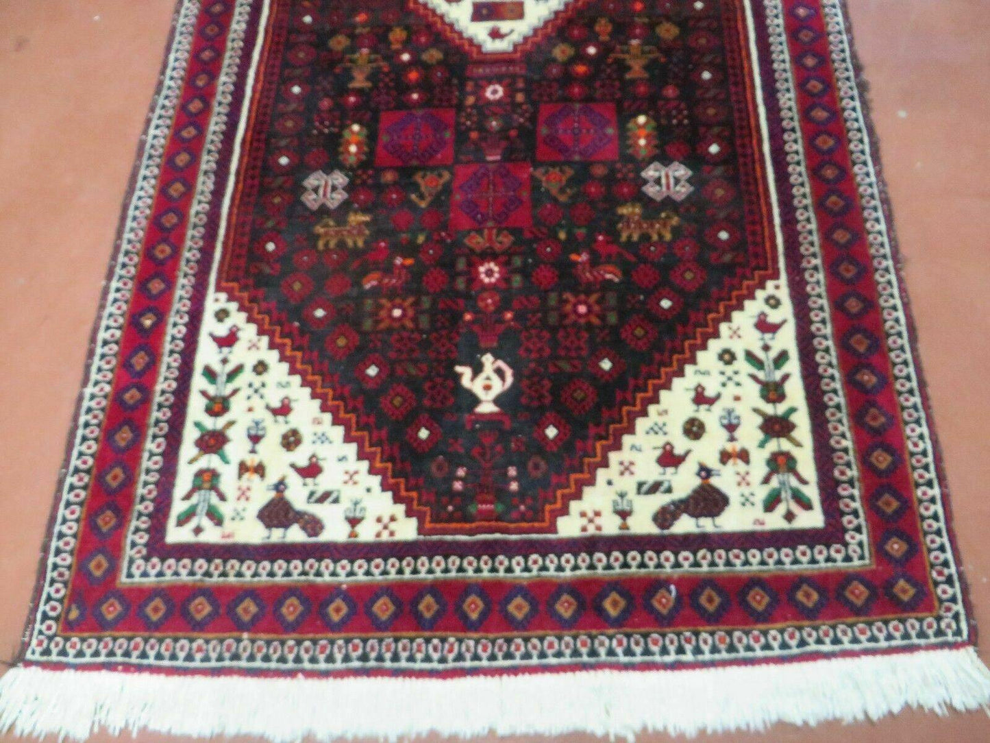 4' X 7' Vintage Handmade Indian Jaipur Rug Bird Carpet - Nuvé