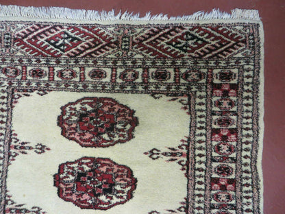 2' 7" x 7' Handmade Finely Knotted Pakistani Turkoman Bokhara Detailed Wool Rug