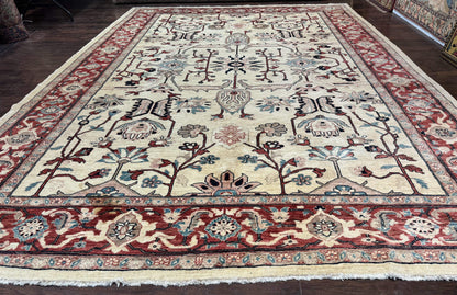 Peshawar Rug 10x14, Beige and Rust Red, Large Pak Persian Rug, Pakistani Rug - Nuvé