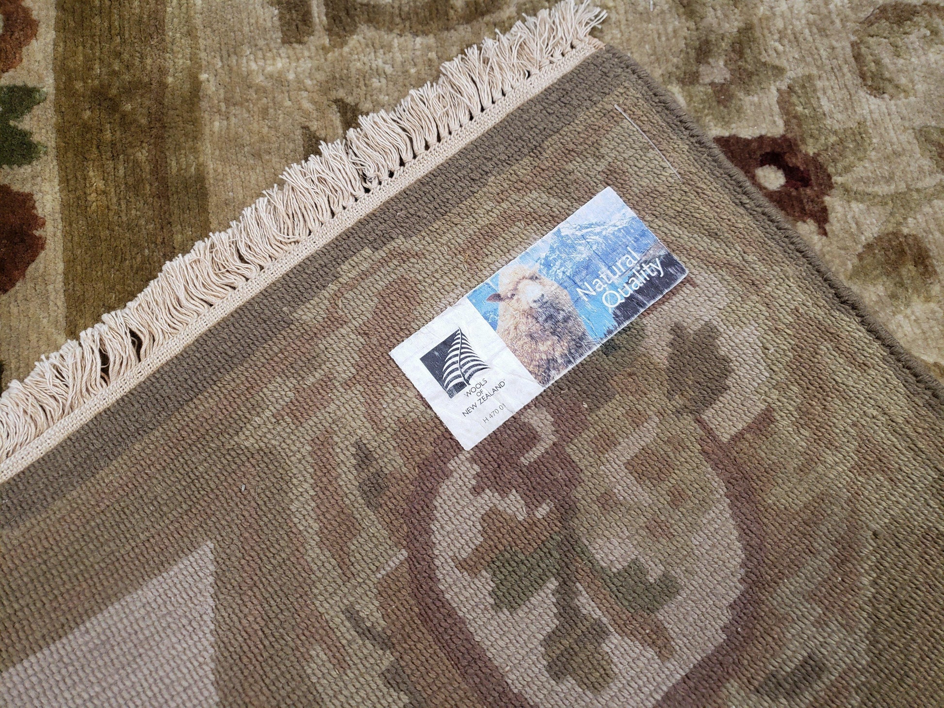 Vintage Nepali Tibetan Aubusson Rug 6x9, Wool Hand-Knotted Cream Beige Carpet, Leaves & Floral Pattern 6 x 9 Soft Area Rug Home Office Rug - Nuvé