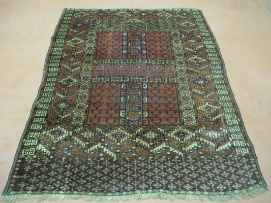 Antique Turkoman Ensi Wool Rug 4x5 - Nuvé