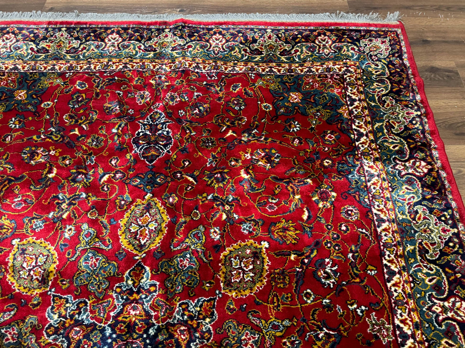 Red Persian Rug 6x9, Medallion Carpet, Ardebil Design, Vintage Belgium Power Loomed Carpet - Nuvé