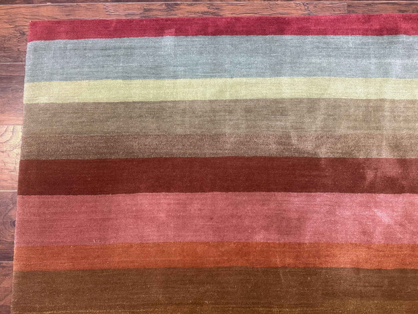 Modern Persian Gabbeh Rug 8x10, Multicolor Stripes, Soft Thick Wool Pile - Nuvé
