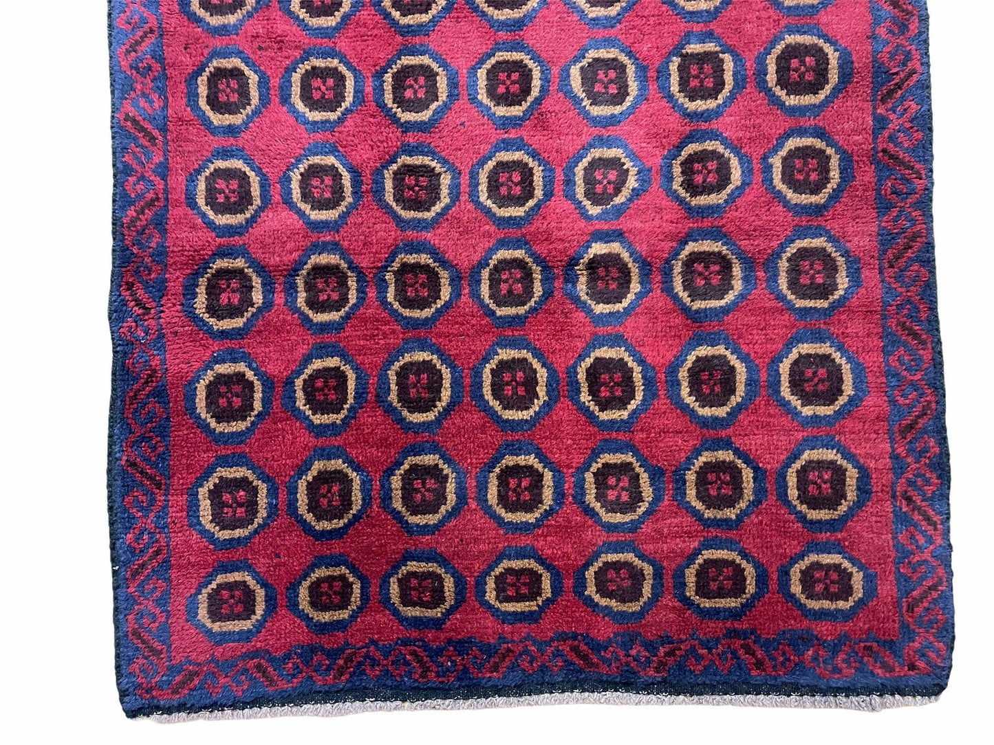 3'X 4'8" Vintage Handmade Tribal Wool Rug Balouchi Rug Afghan Rug Red Beige Blue - Nuvé