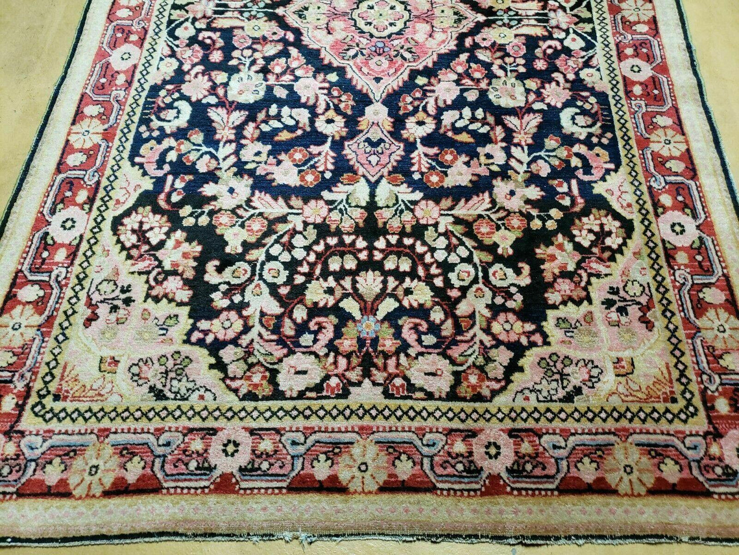 4' X 6' Antique Handmade India Floral Oriental Wool Rug Carpet Organic Blue - Nuvé