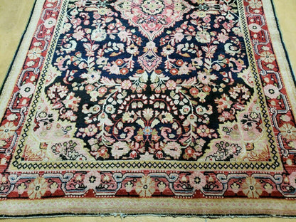 4' X 6' Antique Handmade India Floral Oriental Wool Rug Carpet Organic Blue - Nuvé