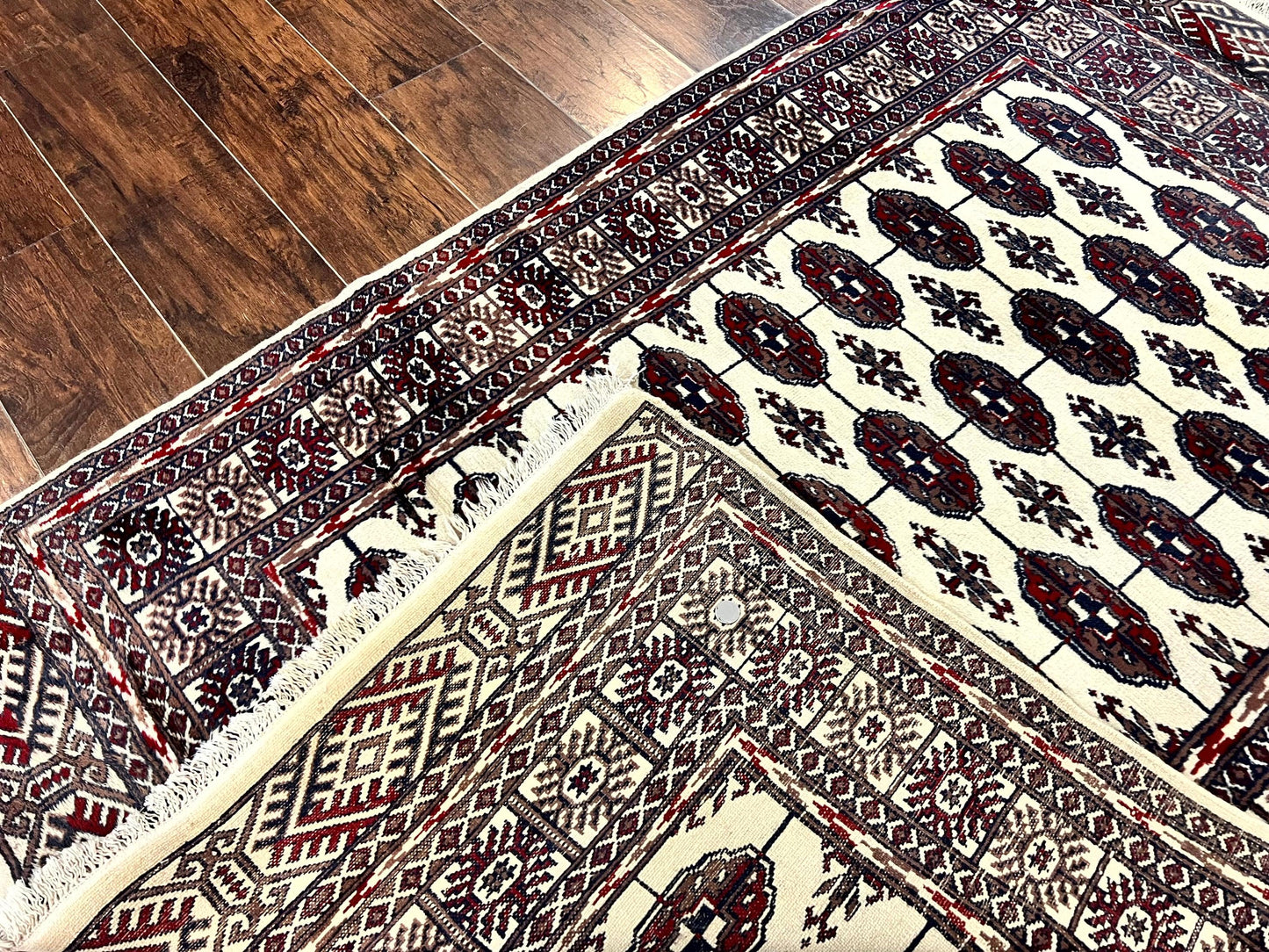 Pakistani Bokhara Rug 4x6, Turkoman Carpet, Vintage Handmade Wool Rug, Ivory - Nuvé