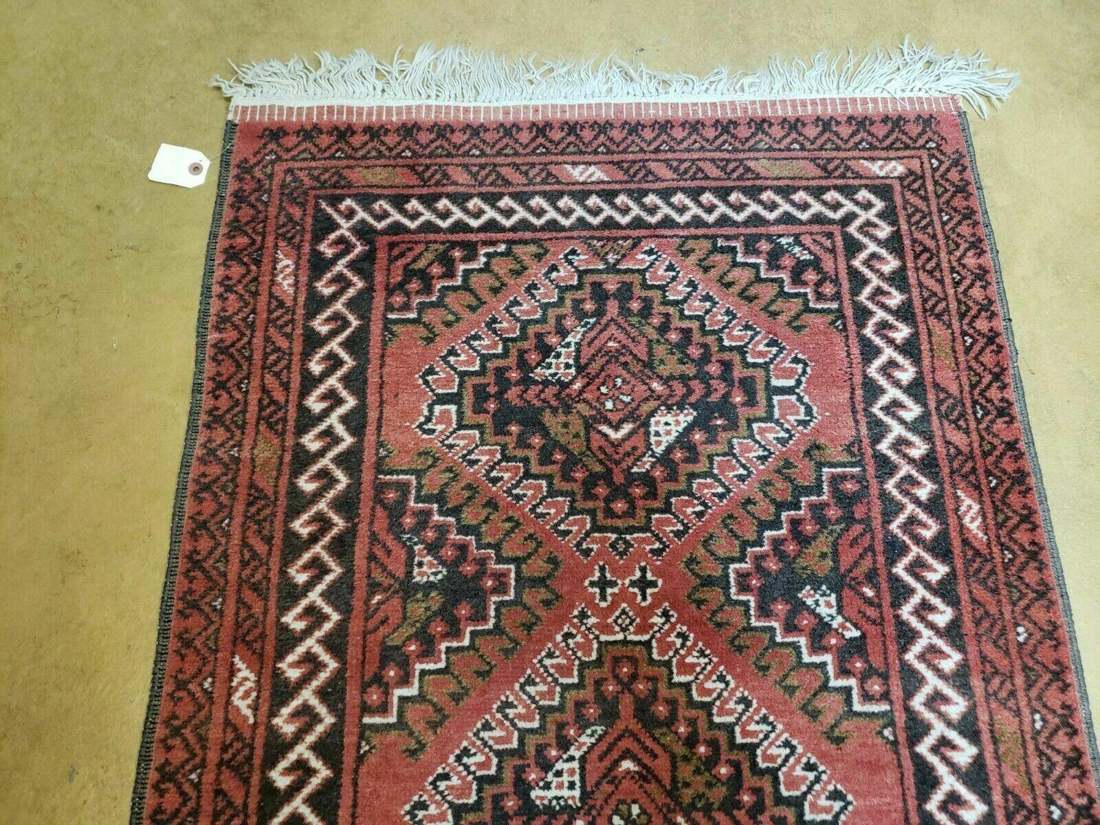 2' 5" X 9' Vintage Handmade Bokhara Red Turkoman Pakistani Wool Runner Rug Organic - Nuvé