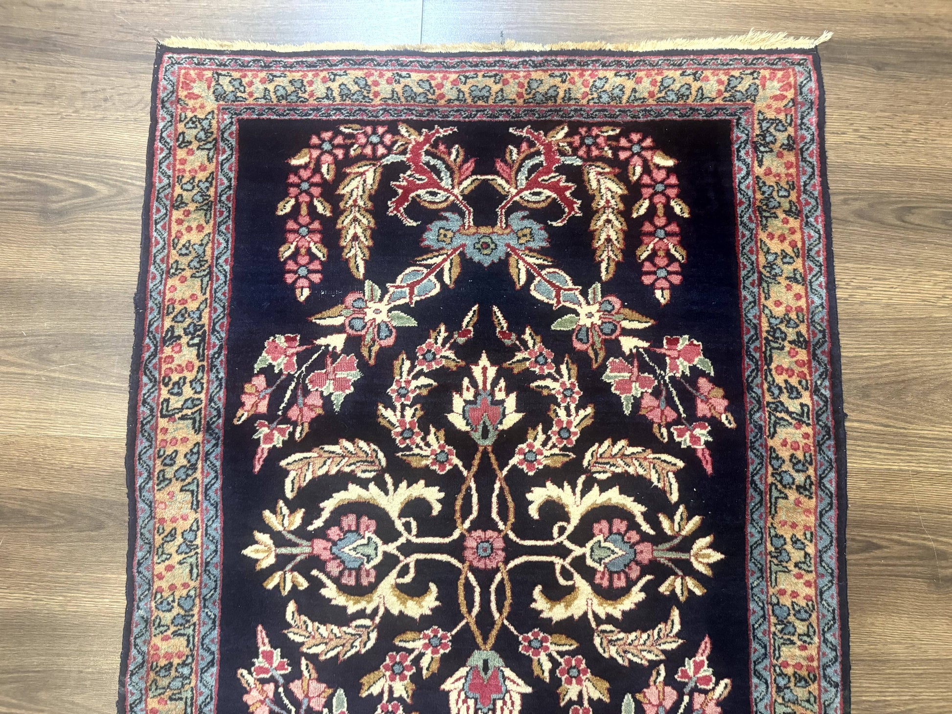 Antique Persian Kerman Rug 2.8 x 4, Navy Blue, Floral - Nuvé