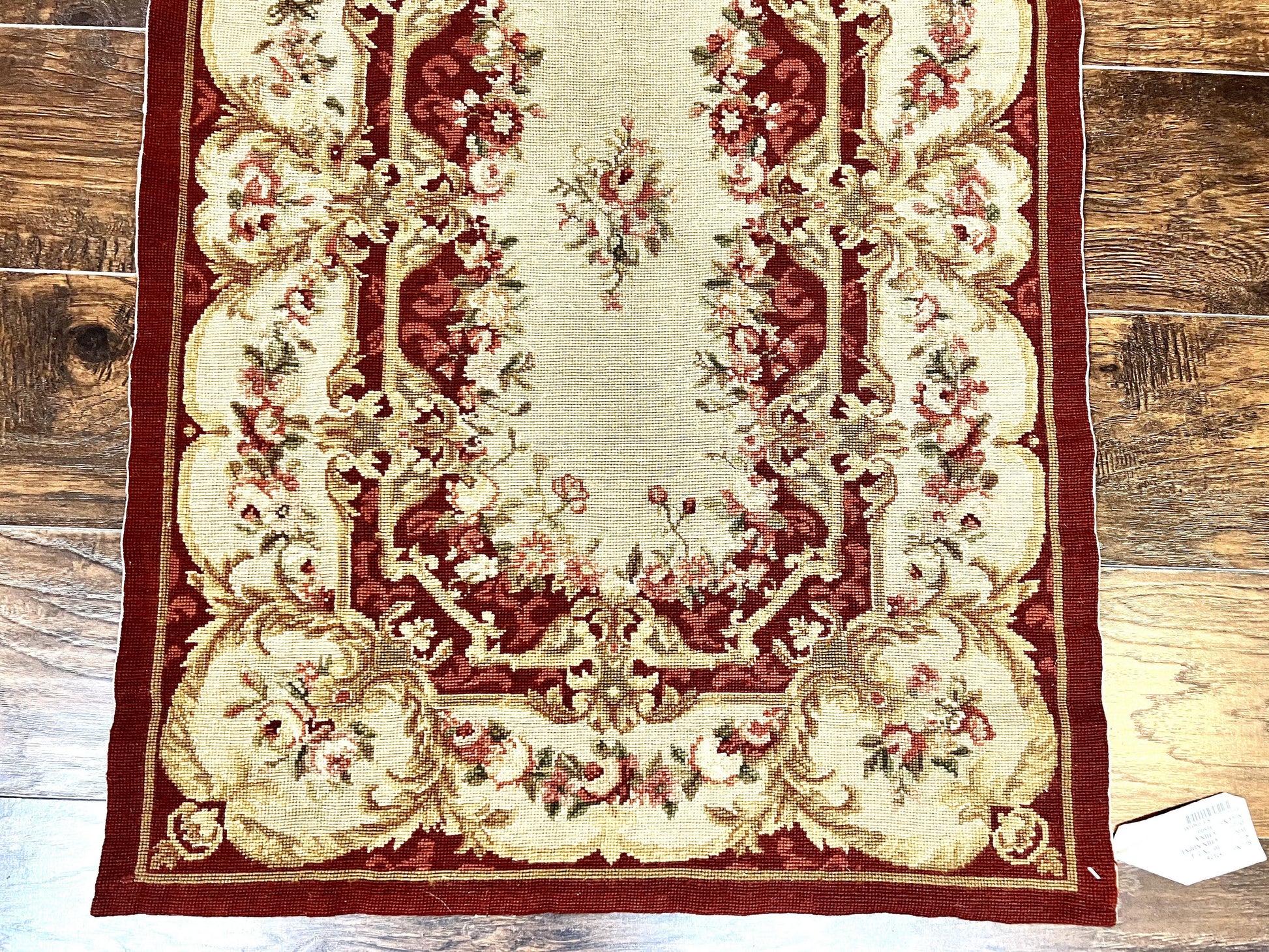 Needlepoint Runner Rug 2.5 x 10.7, Tan Runner Rug, Flatweave Runner, Aubusson European Design, Needlepoint Rug, Long Runner, Hallway Rug - Nuvé