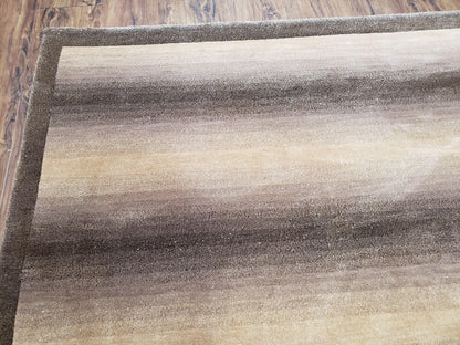 Vintage Safavieh Tibetan Indian Rug 6x9, Nepal Rug, Handmade, Striped Rug, Brown & Beige, 6x9 Oriental Carpet, Wool, Soft - Nuvé