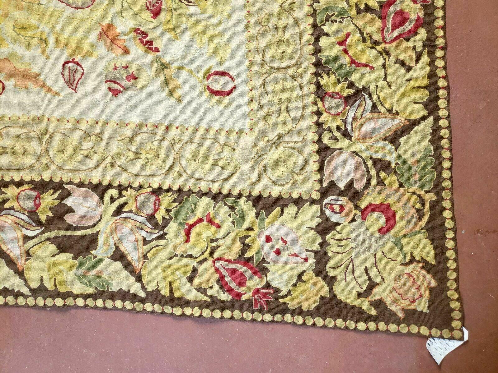 9' X 11' Handmade Chinese Needlepoint Wool Floral Rug Carpet Rose Garden Chic - Nuvé