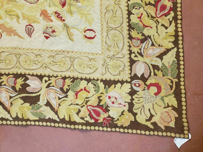 9' X 11' Handmade Chinese Needlepoint Wool Floral Rug Carpet Rose Garden Chic - Nuvé
