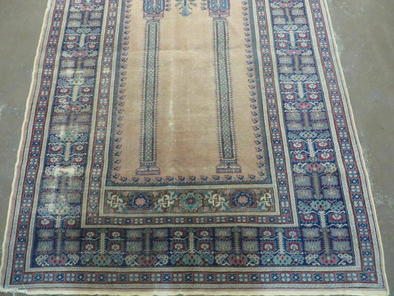 4' X 6' Antique Handmade Turkish Mehrab Prayer Wool Rug Lantern Beautiful - Nuvé