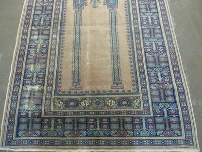 4' X 6' Antique Handmade Turkish Mehrab Prayer Wool Rug Lantern Beautiful