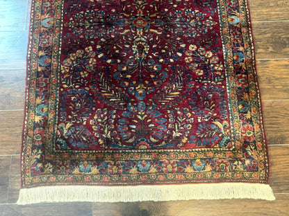 Antique Persian Sarouk Rug 3.6 x 5, Red, 1920s Persian Carpet - Nuvé