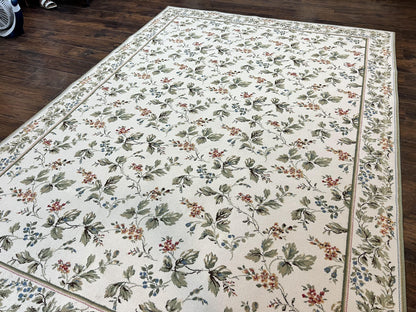 Vintage Stark Carpet 7x10, Ivory and Green, European Aubusson Design, Allover Pattern, Stark Rug - Nuvé