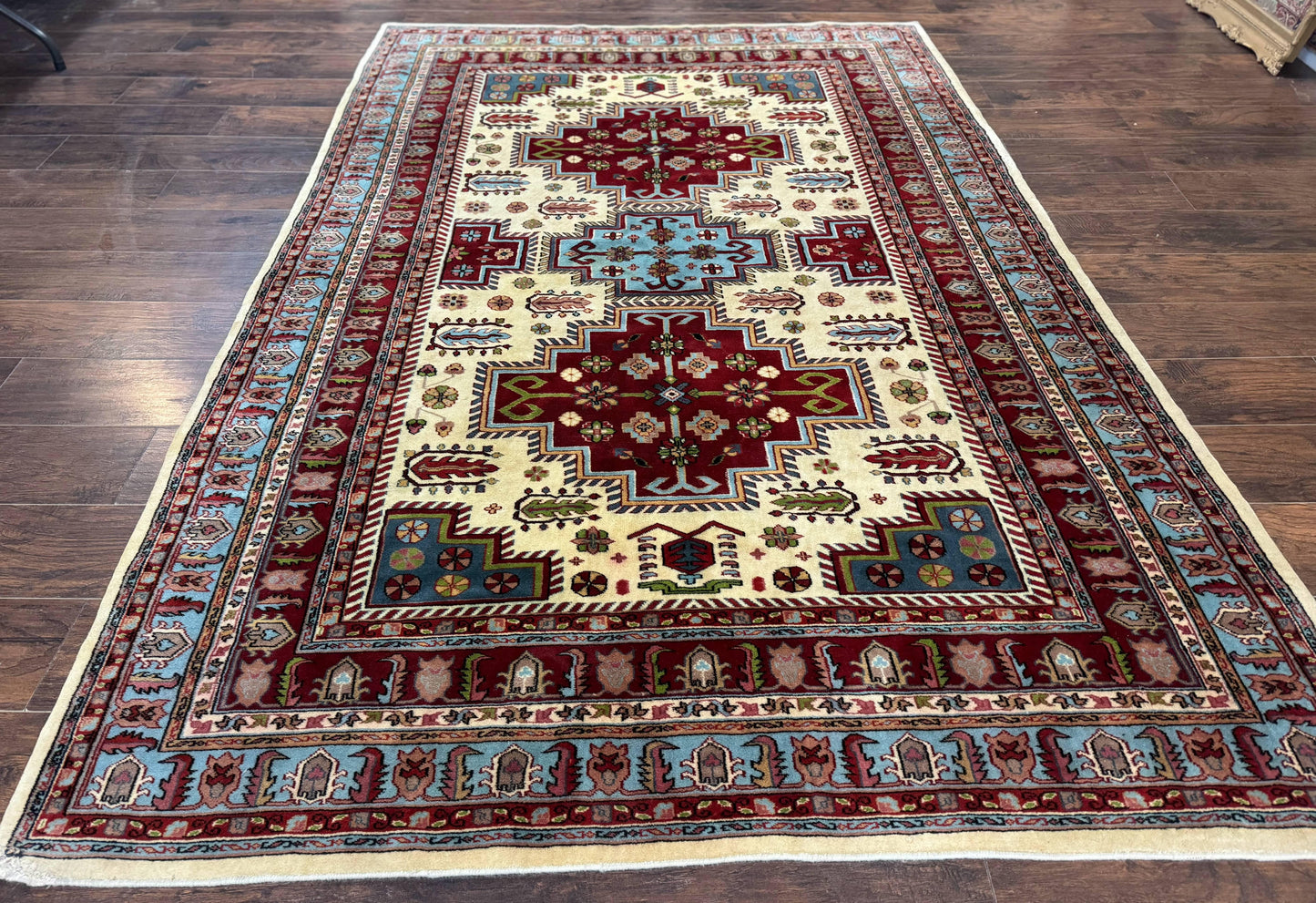 Turkish Kazak Rug 6x9, Geometric Medallions - Nuvé