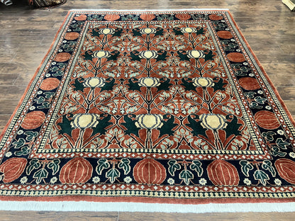 Indo Persian Bidjar Rug 8x10, Red and Black, Handmade Vintage Wool Carpet - Nuvé