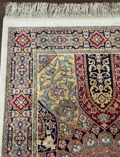 Turkish Silk Runner Rug 2.6 x 10, Dome Design, Hereke Runner, Bamboo Silk, New - Nuvé