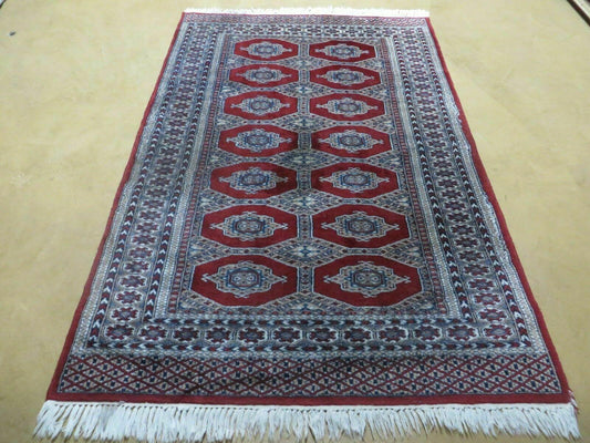 4' X 6' Vintage Handmade Pakistan Turkoman Bokhara Fine Woven Wool Rug Nice - Nuvé