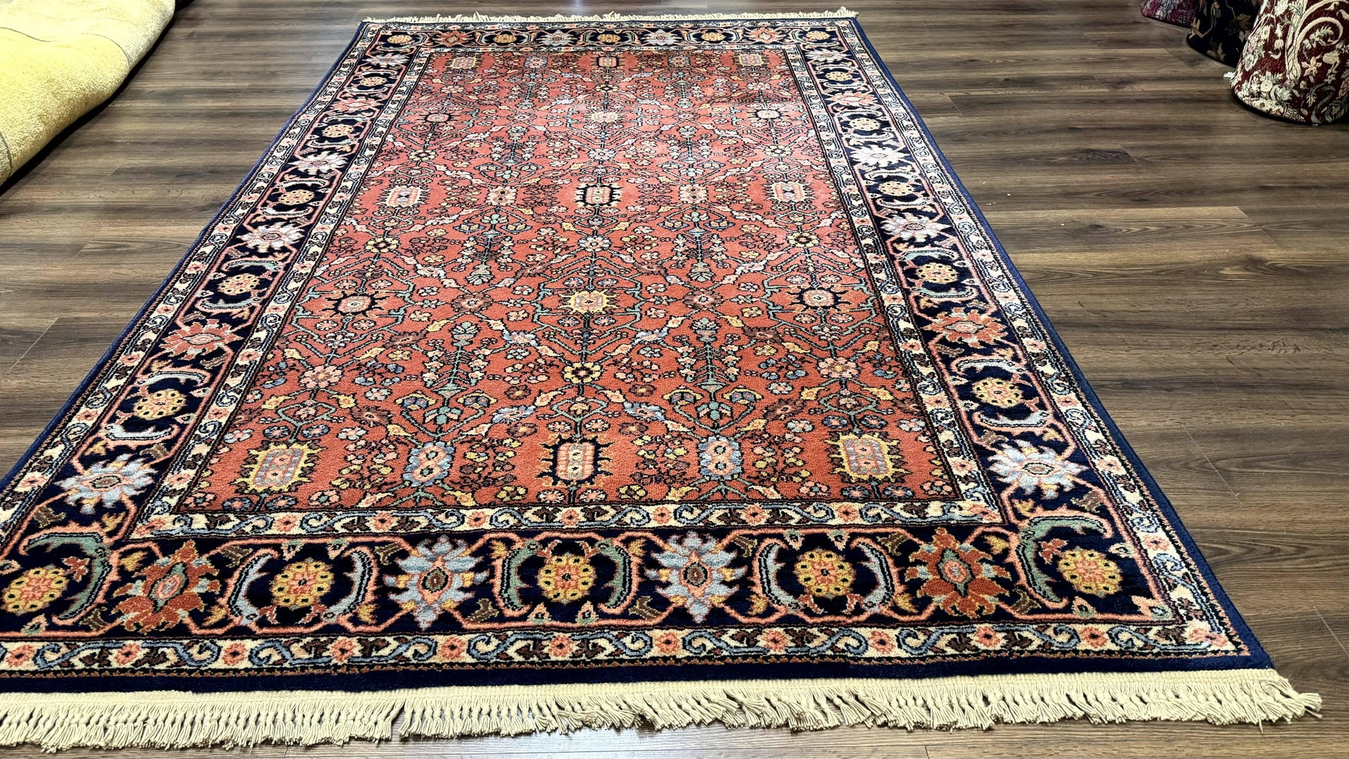 5.9 x 9 Karastan Serapi Rug #729, Wool Karastan Carpet, Original 700 Series, Red and Dark Blue, Discontinued, 6x9 Vintage Karastan, Rare - Nuvé