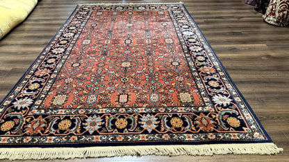 5.9 x 9 Karastan Serapi Rug #729, Wool Karastan Carpet, Original 700 Series, Red and Dark Blue, Discontinued, 6x9 Vintage Karastan, Rare - Nuvé