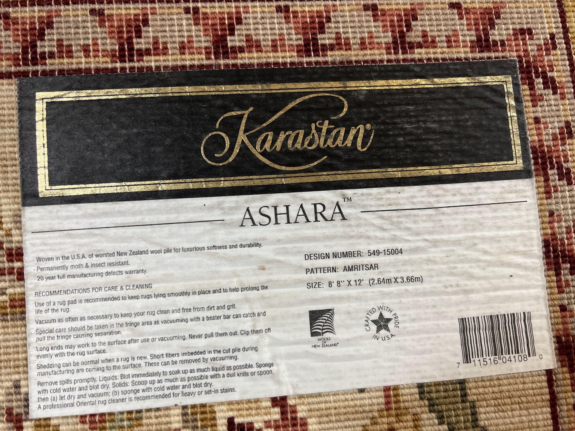 Karastan Rug 8.8 x 12, Ashara Amritsar #549, Oatmeal Color, Wool Pile Karastan Carpet, Discontinued Karastan Area Rug, Decorative - Nuvé