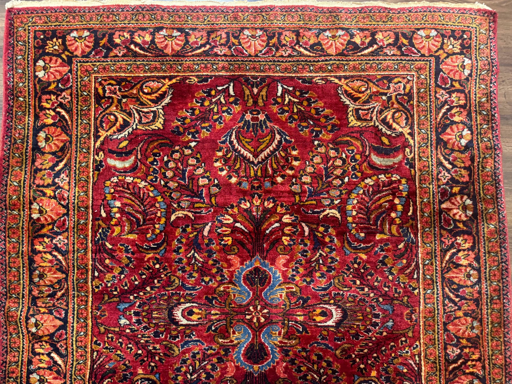 Persian Lilihan Rug 5x6, Red, Floral, Antique Persian Carpet - Nuvé