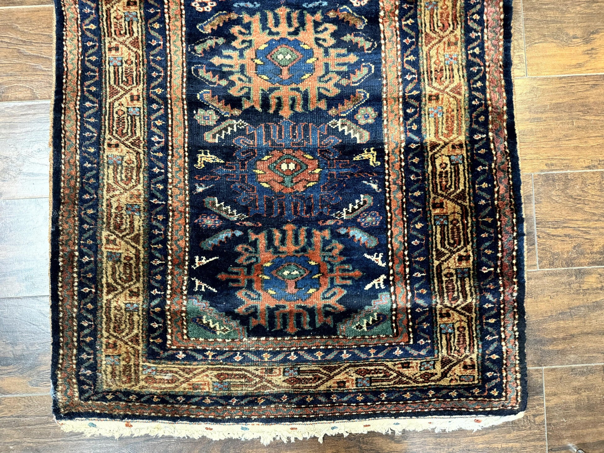Antique Persian Sarab Runner 3x17, Blue Persian Runner Rug, Long Handmade Wool Carpet for Hallway, Rare, Tribal - Nuvé