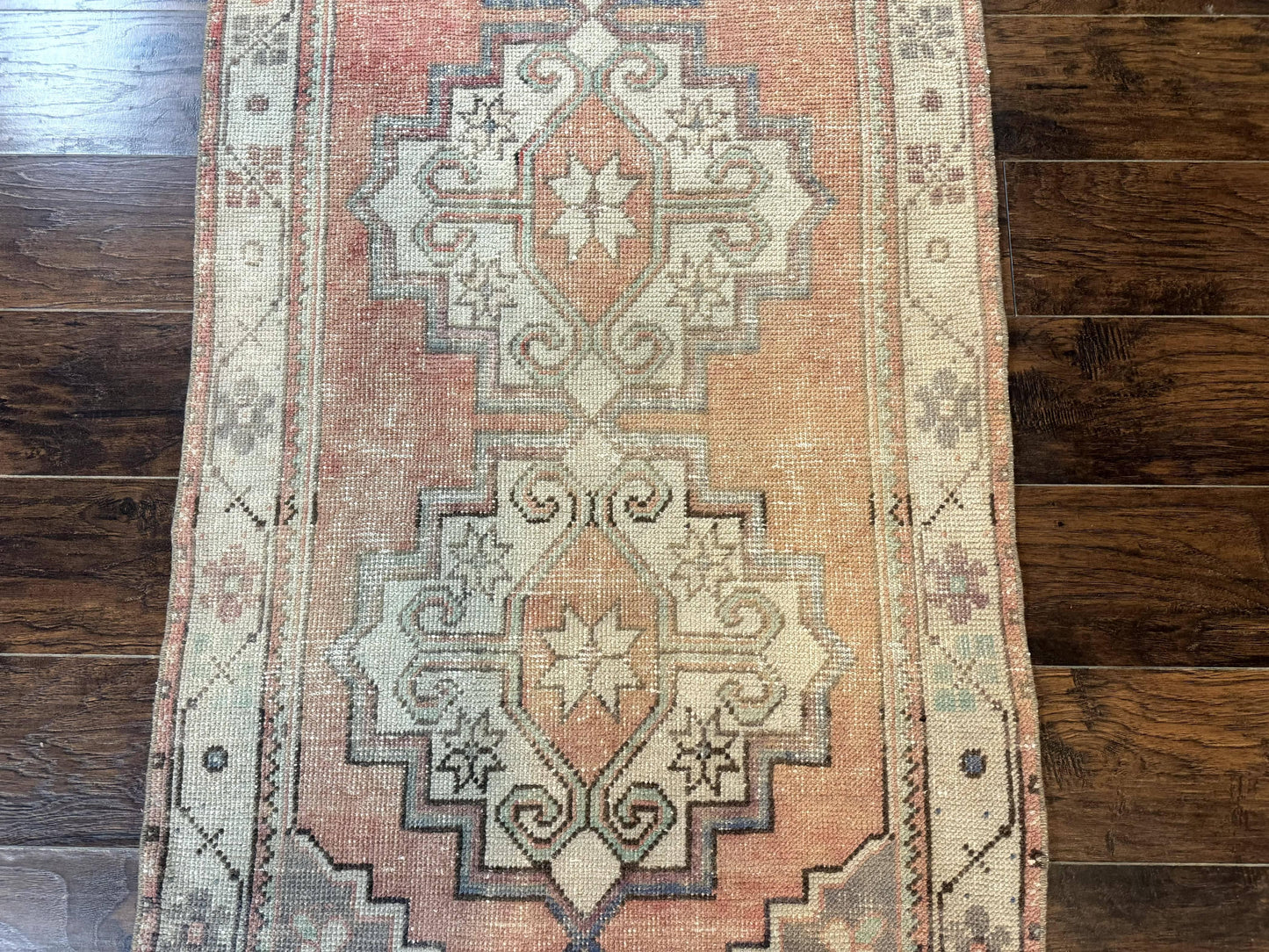 Antique Turkish Runner Rug 3 x 9.6, Farmhouse Rug, Geometric Runner, Handmade, Vintage Rug for Modern Home - Nuvé