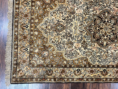 Persian Qum Silk Rug 3.5 x 5.5, Floral Medallion, Very Fine 350 KPSI, Handmade Silk on Silk Rug, Vintage - Nuvé