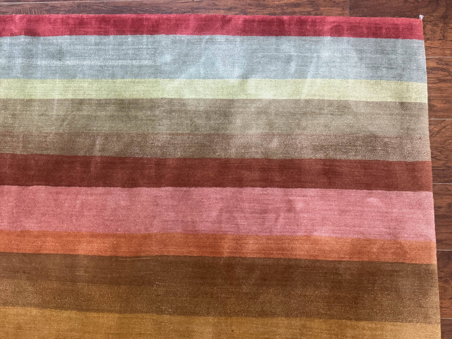Modern Persian Gabbeh Rug 8x10, Multicolor Stripes, Soft Thick Wool Pile - Nuvé