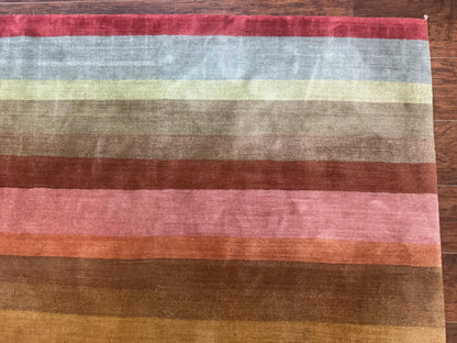 Modern Persian Gabbeh Rug 8x10, Multicolor Stripes, Soft Thick Wool Pile - Nuvé