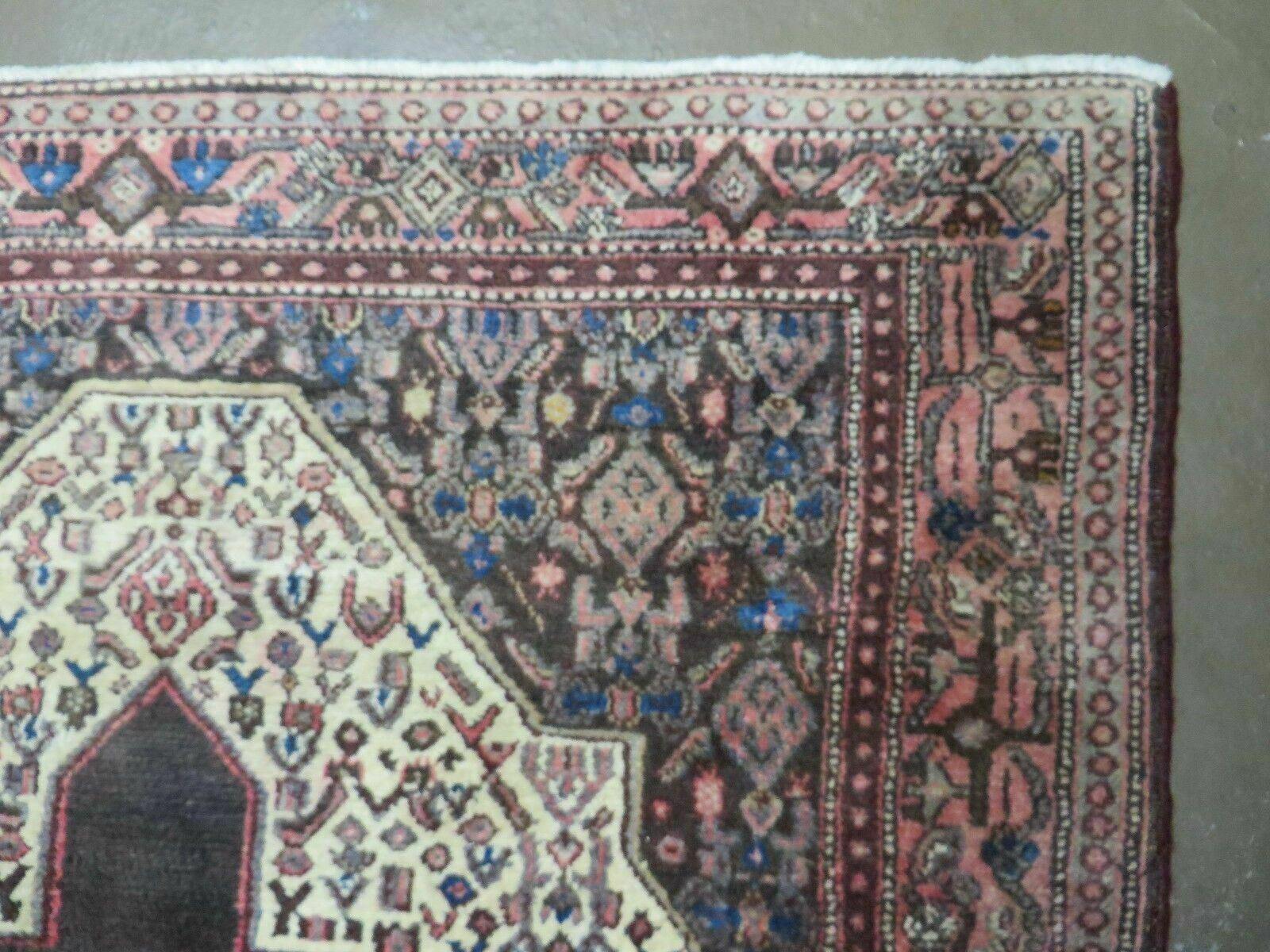 4' X 5' Antique Handmade India Floral Oriental Wool Rug Brown Vegetable Dyes - Nuvé