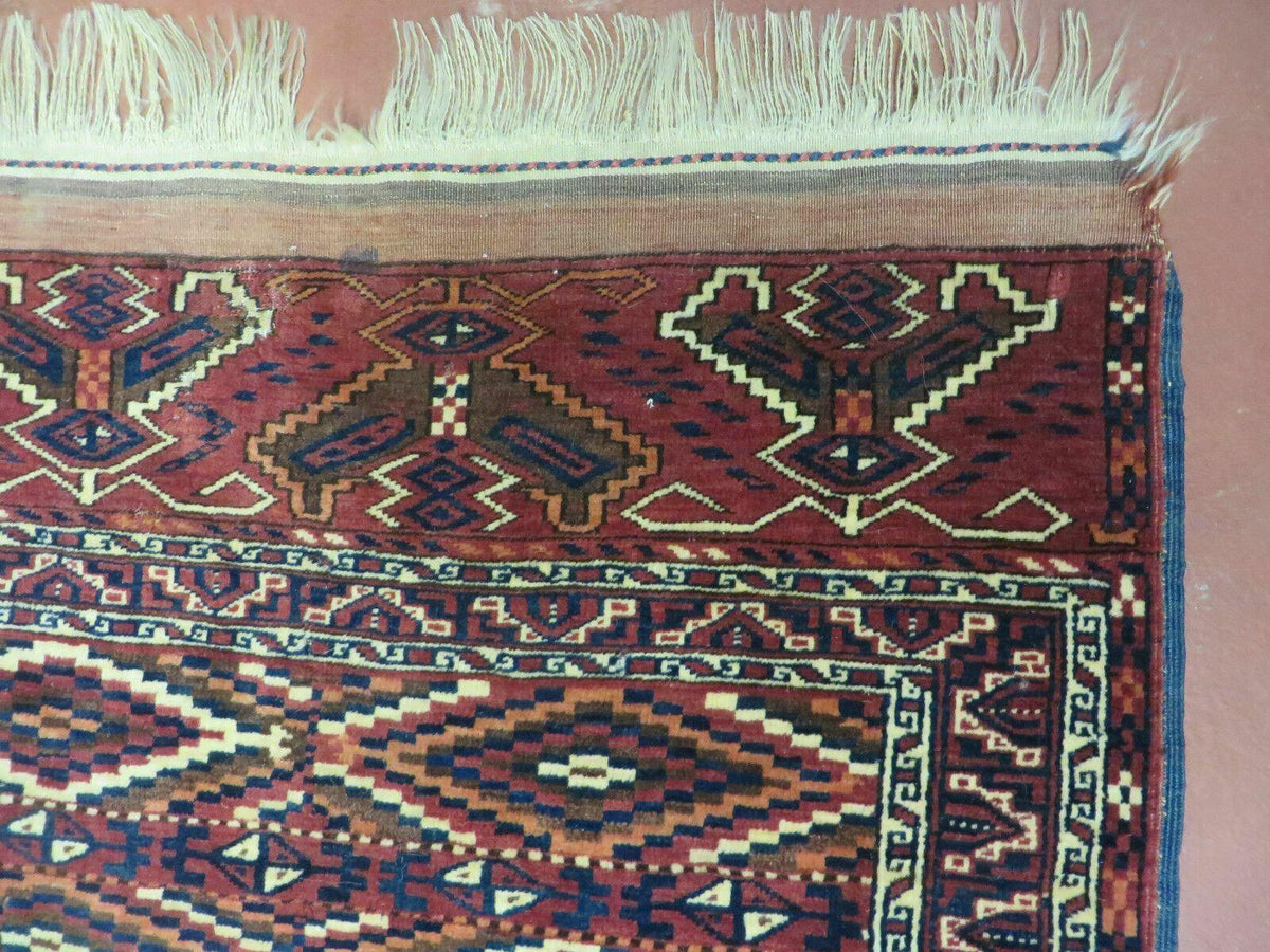 4' X 8' Antique Handmade Russian Bokhara Turkoman Yamud Wool Rug Carpet Nice