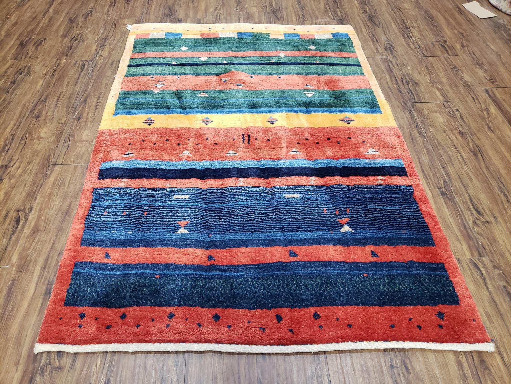 Colorful Persian Gabbeh Rug 4x6, Soft Pile, Colorful Rug, Handmade Hand Knotted Wool Carpet, Home Office Rug, Area Rug for Bedroom 4 x 6 ft - Nuvé