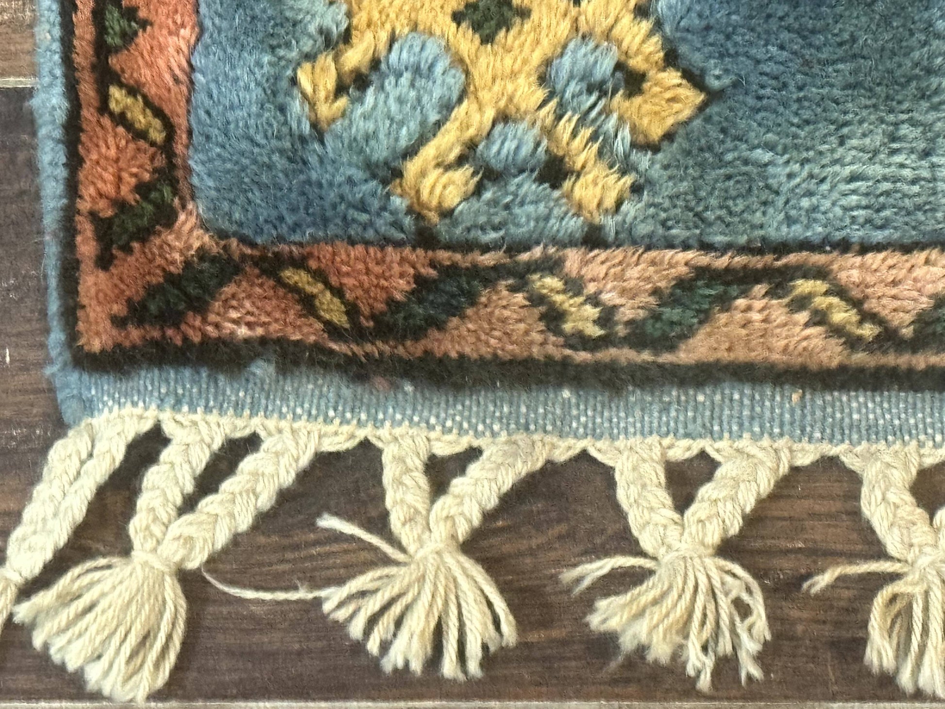 Turkish Kazak Runner Rug 3x11, Cream and Light Blue, Vintage - Nuvé