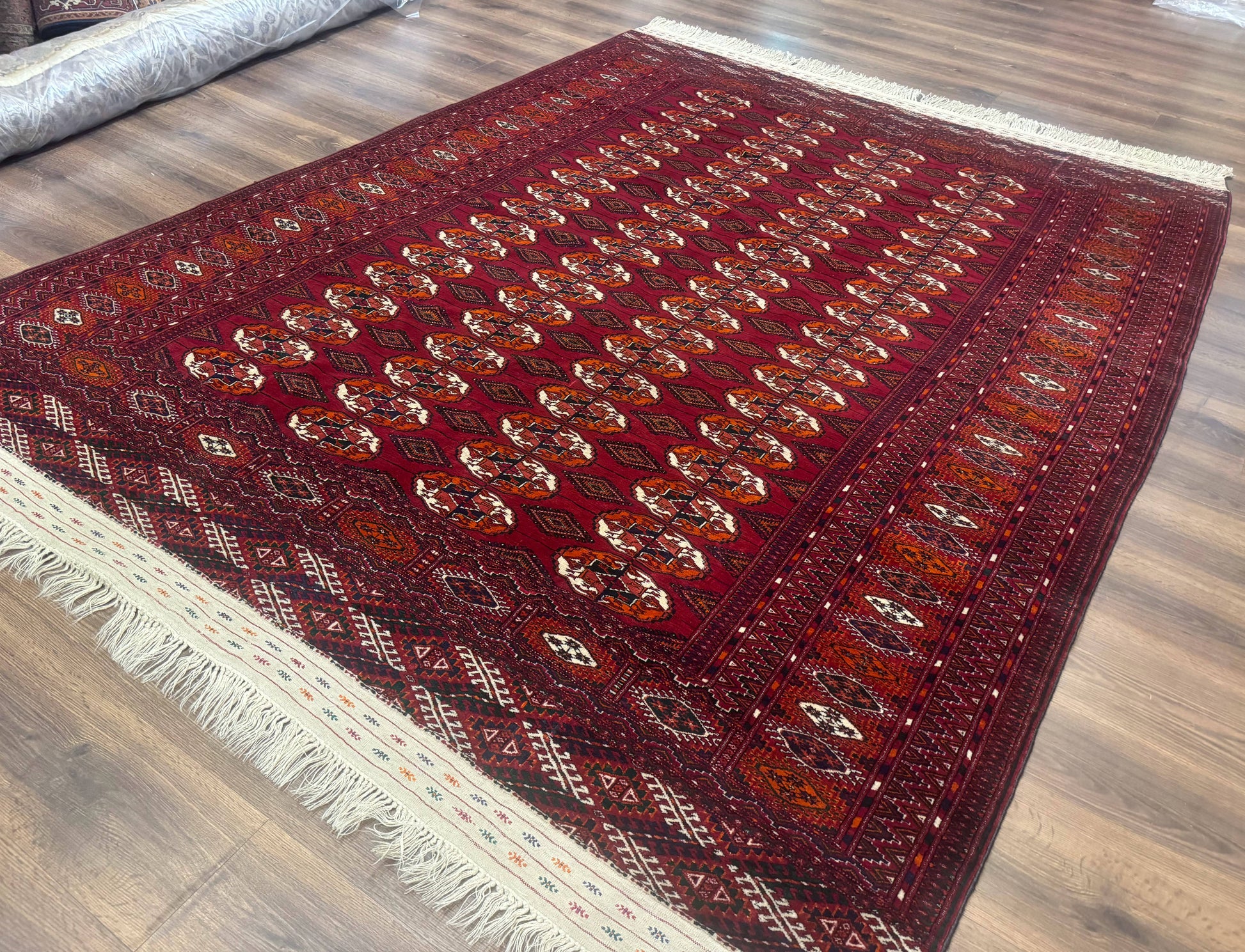 Persian Turkoman Rug 7x9, Red Tribal Carpet - Nuvé