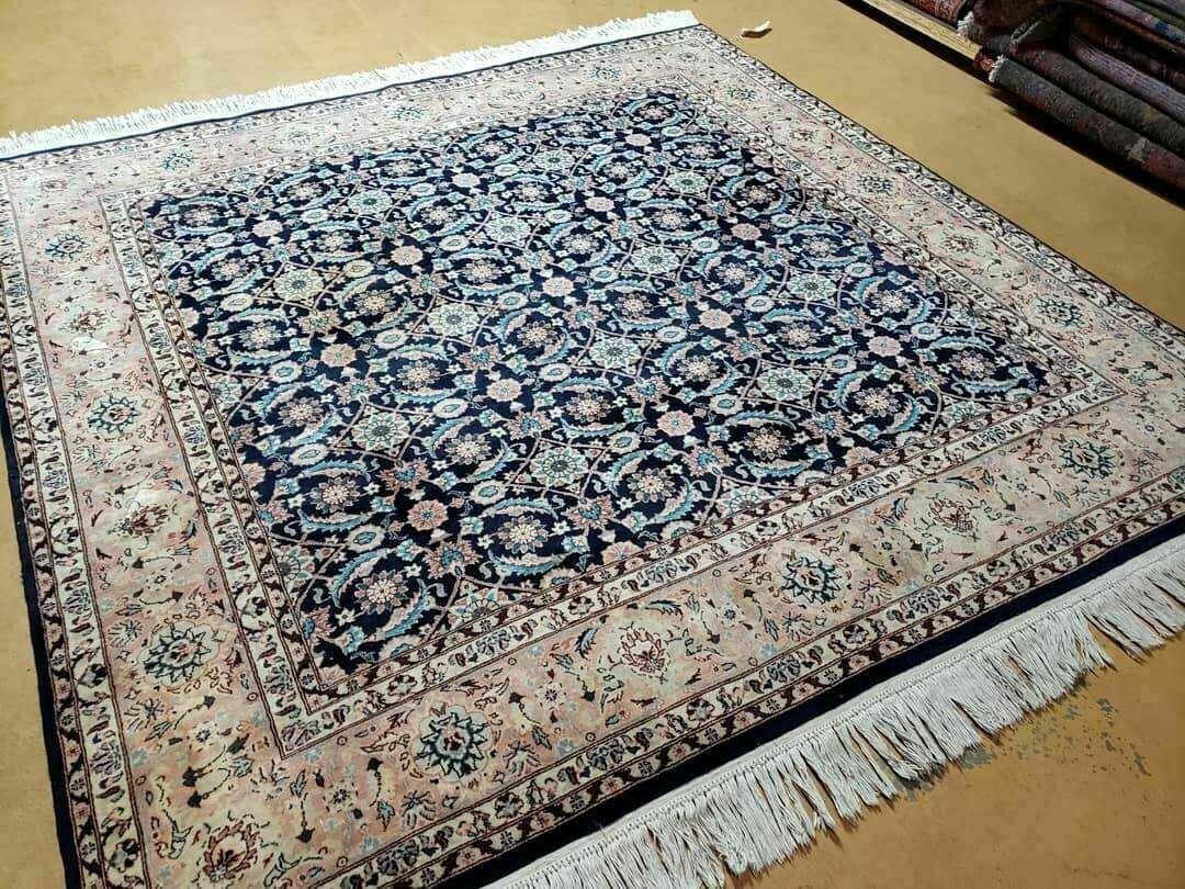 6' X 6' Gorgeous Handmade India Floral Oriental Wool Rug Square Blue Carpet Wow - Nuvé