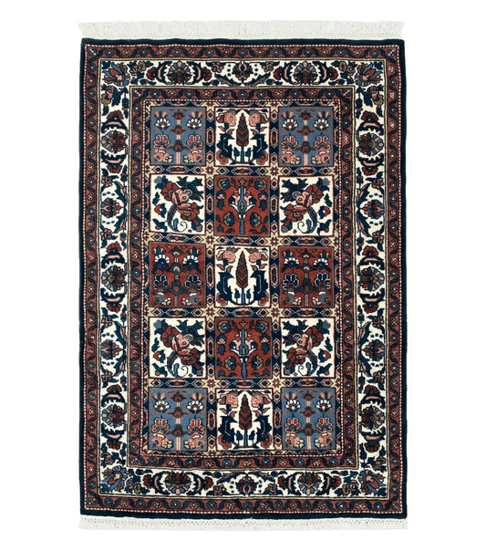 4' X 6' Vintage Handmade Indian Panel Design Wool Rug Veg Dyes