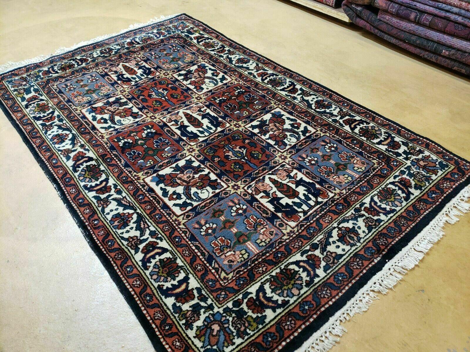 4' X 6' Vintage Handmade Indian Panel Design Wool Rug Veg Dyes - Nuvé