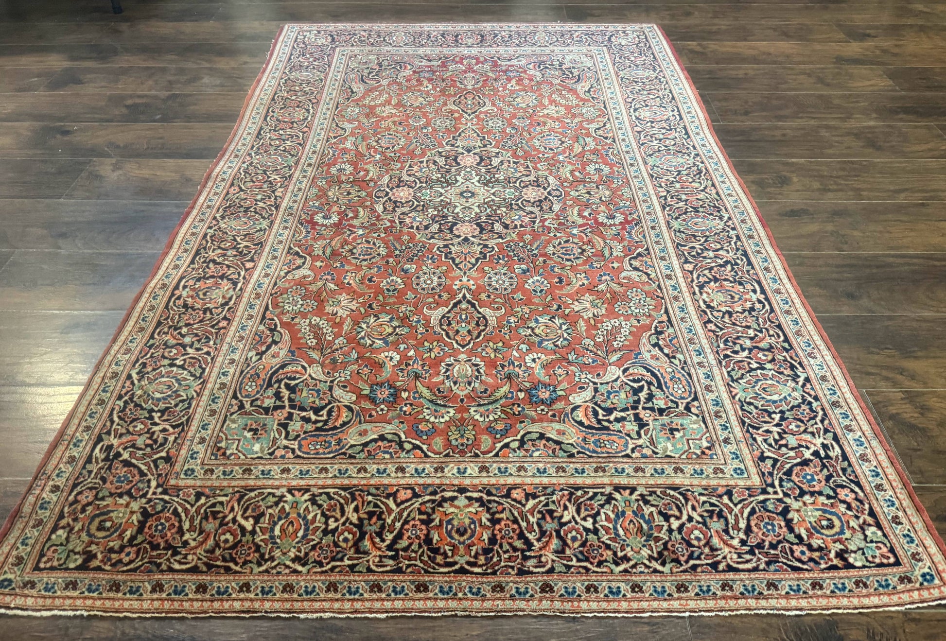 Persian Kashan Rug 4x7, Red, Floral Medallion, Vintage, Wool - Nuvé
