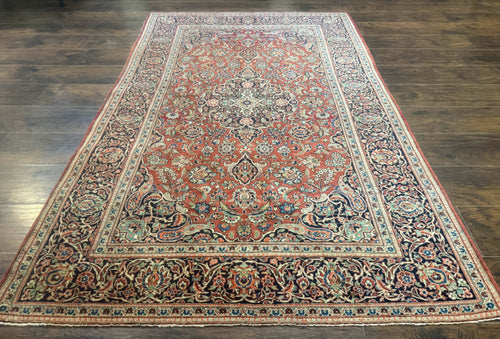 Persian Kashan Rug 4x7, Red, Floral Medallion, Vintage, Wool - Nuvé