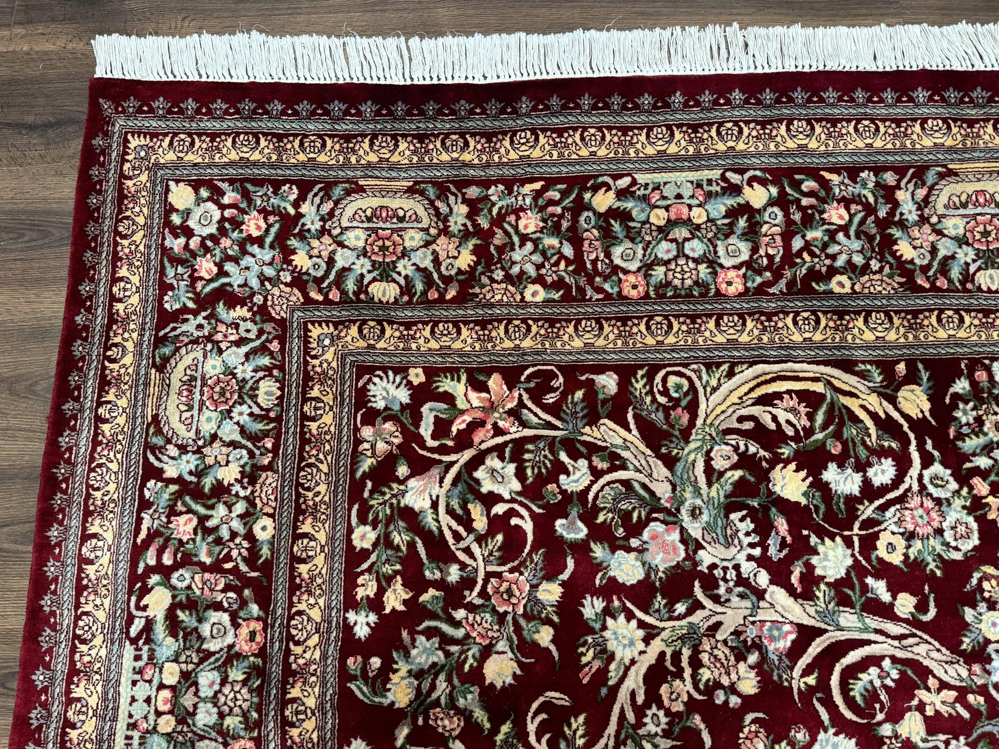 Burgundy Persian Rug 8x10, Pak Persian Floral Carpet, Very Fine 300 KPSI - Nuvé