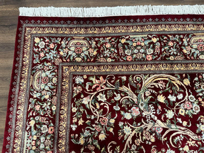 Burgundy Persian Rug 8x10, Pak Persian Floral Carpet, Very Fine 300 KPSI - Nuvé