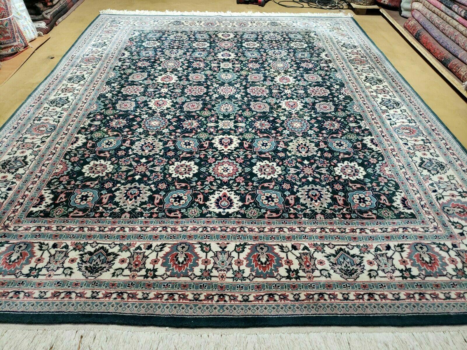 8' X 10' Handmade Indian Oriental Wool Rug Carpet Organic Dye Forest Green Nice - Nuvé